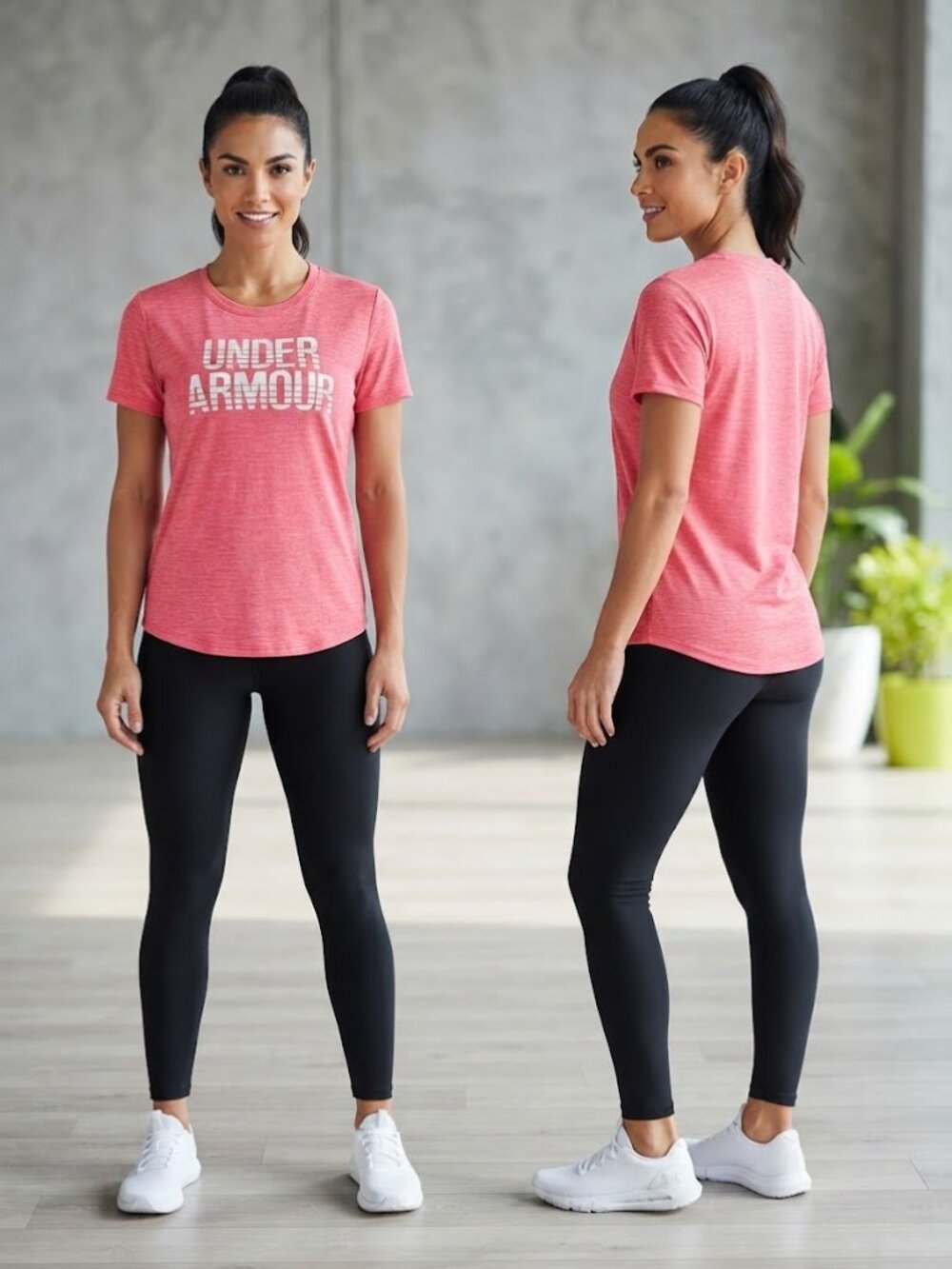 Under Armour Women's HeatGear Pink Heathered Logo Athletic T-Shirt Size Medium